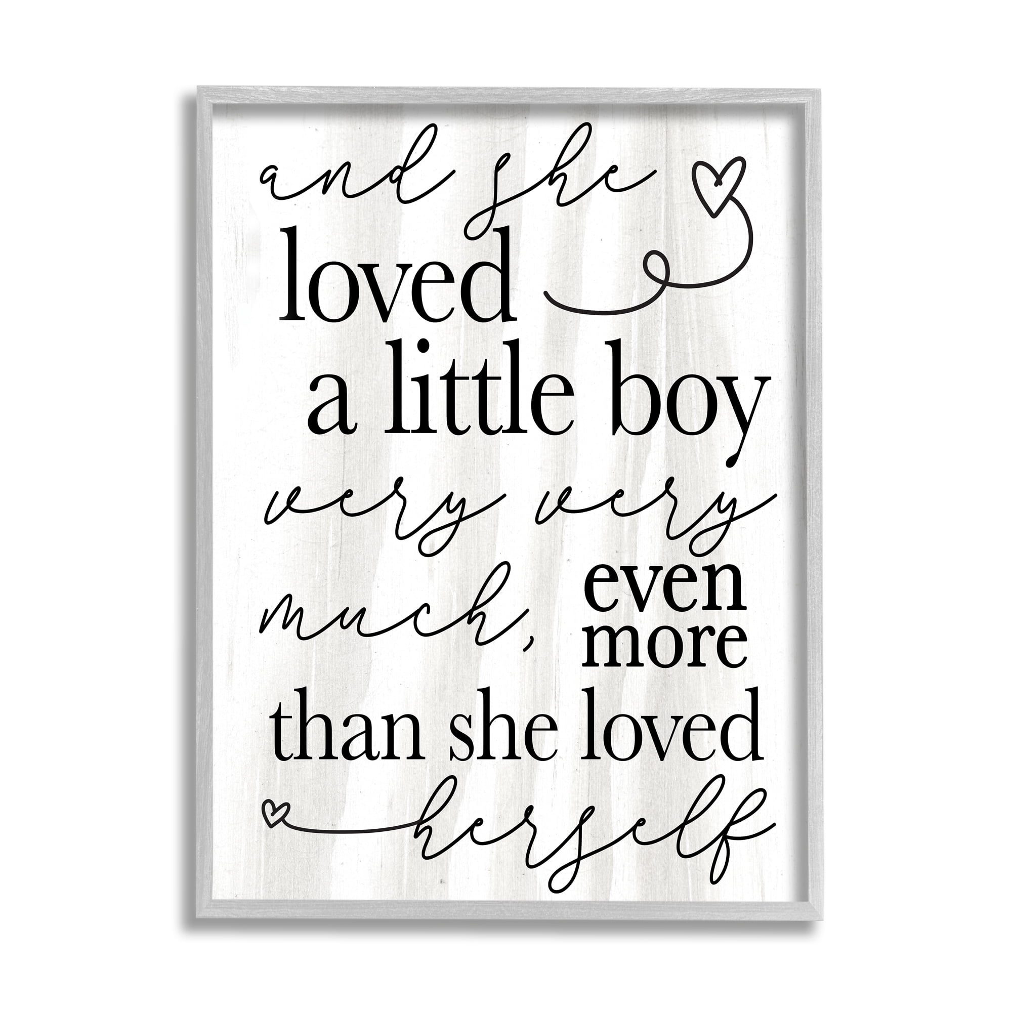 Stupell Industries Loved A Little Boy Phrase Family Home Sentiments Inspirational Painting Gray Framed Art Print Wall Art, 16 x 20