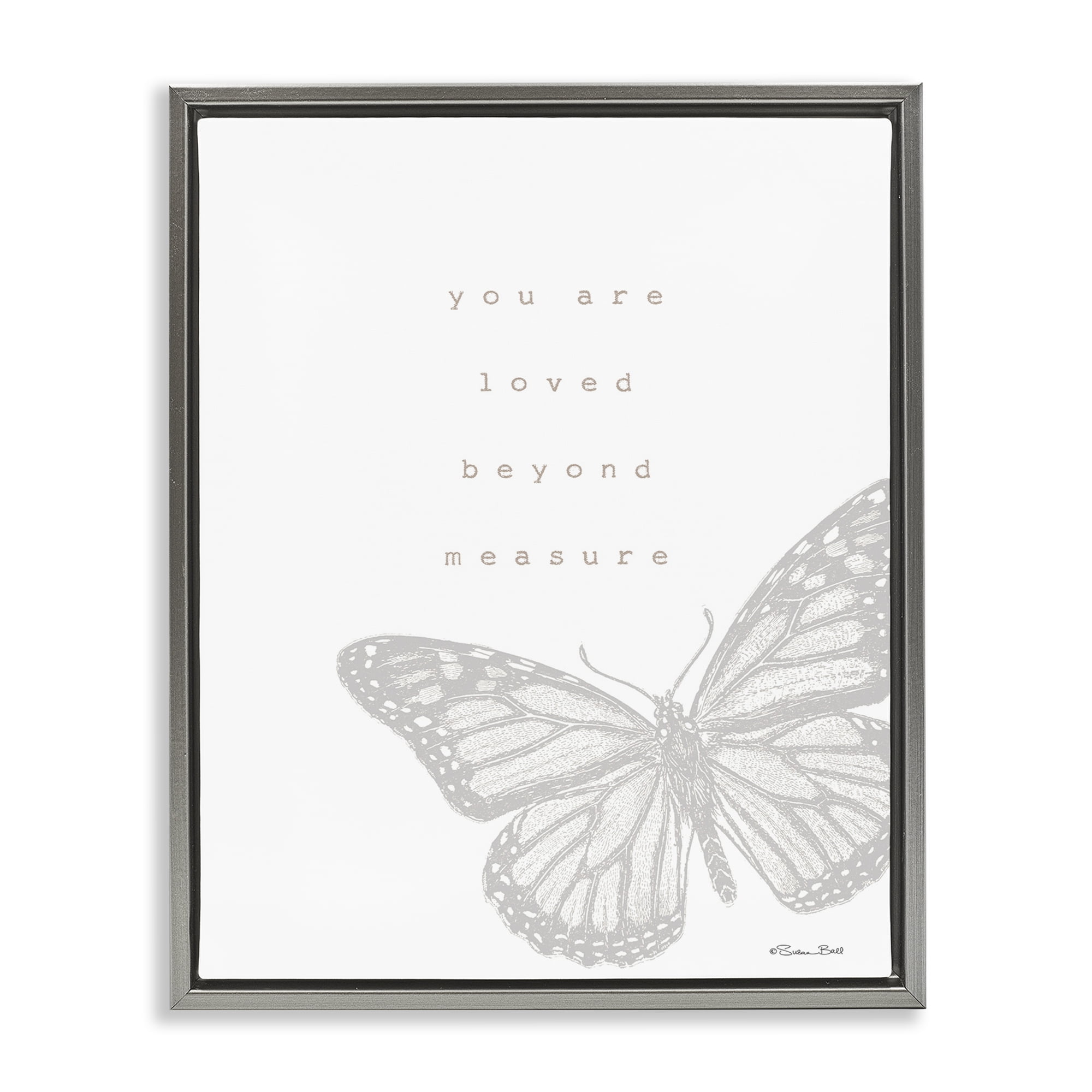 Stupell Industries Loved Beyond Measure Animals & Insects Painting Gray Floater Framed Art Print Wall Art, 17 x 21