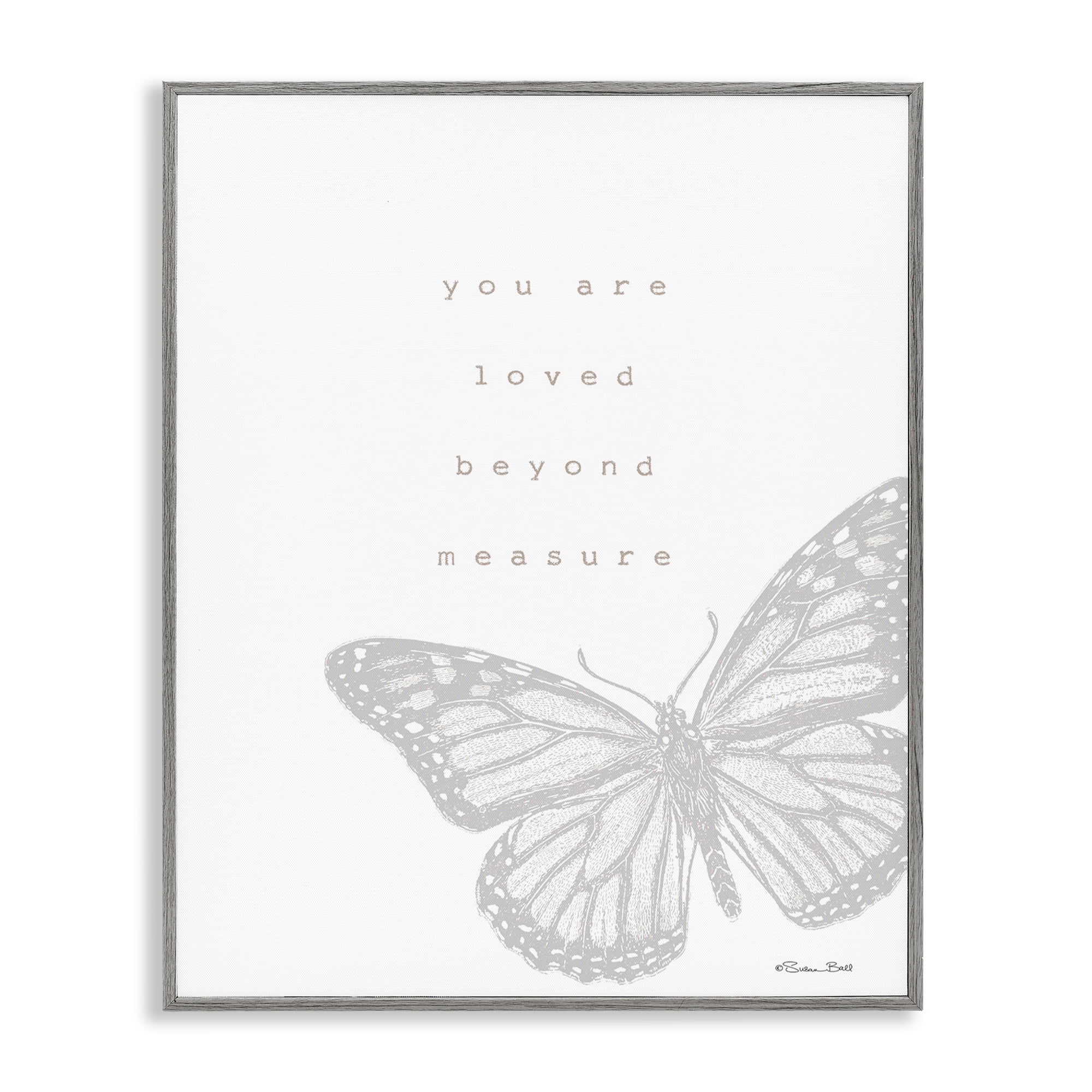 Stupell Industries Loved Beyond Measure Animals & Insects Painting Gray Framed Art Print Wall Art, 16 x 20