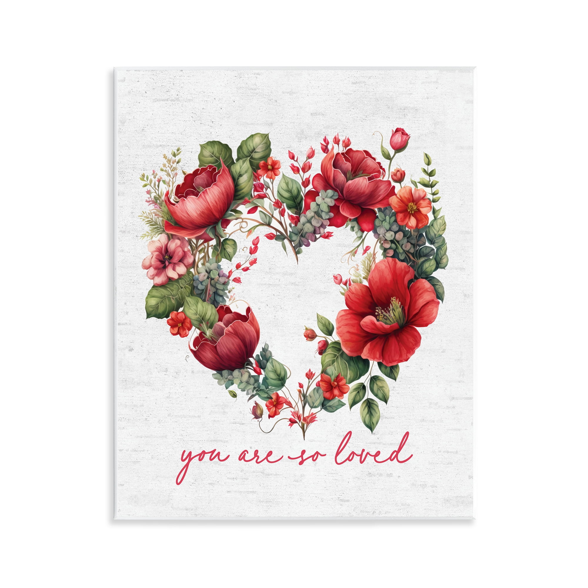 Stupell Industries Loved Heart Wreath Botanical & Floral Painting Unframed Art Print Wall Art, 11 x 14