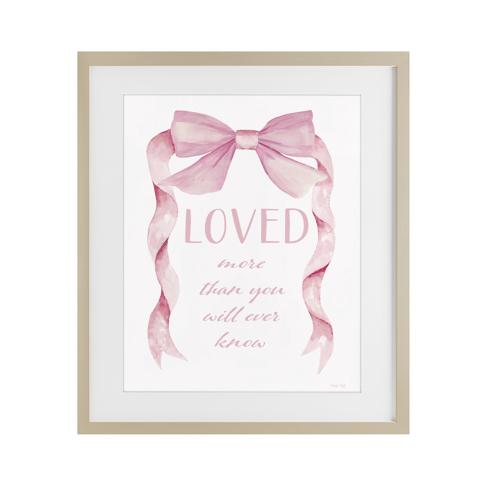 Stupell Industries Loved More Sentiment Pink Ribbon Birch Framed Print Under Glass, design by Cindy Jacobs