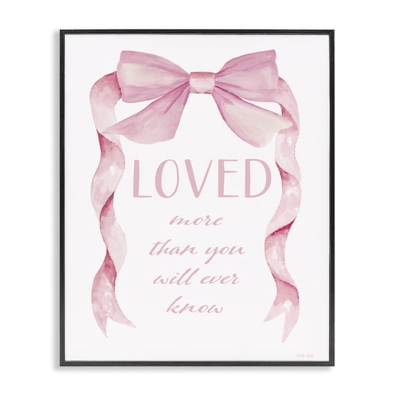Stupell Industries Glam Loved More Sentiment Pink Ribbon Black Framed Giclee Art, 11 x 14, by Cindy Jacobs