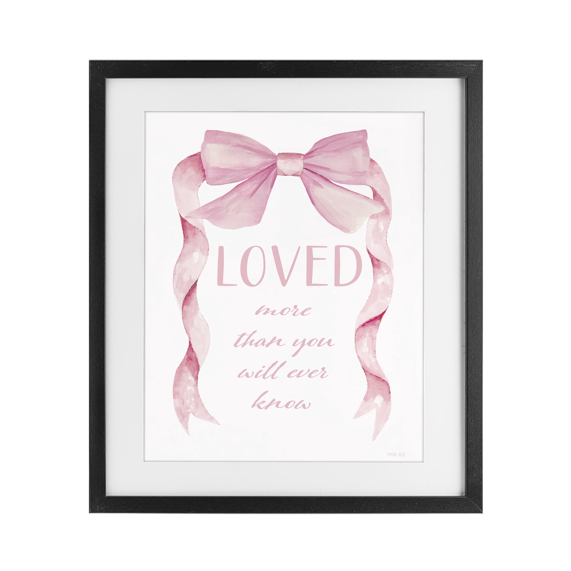 Stupell Industries Loved More Sentiment Pink Ribbon Black Framed Print Under Glass, design by Cindy Jacobs