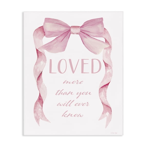 Stupell Industries Glam Loved More Sentiment Pink Ribbon Canvas Art, 16 x 20, by Cindy Jacobs