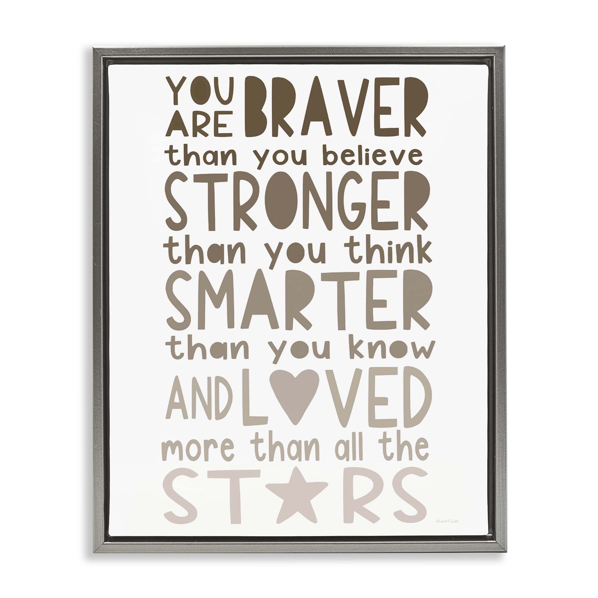 Stupell Industries Loved More Than The Stars Gray Framed Floater Canvas Wall Art, design by Elizabeth Tyndall