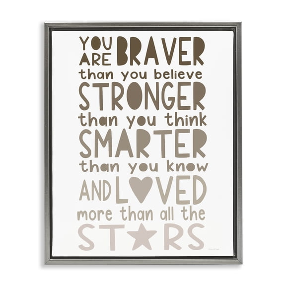 Stupell Industries Bohemian Loved More Than The Stars Gray Floating Frame Canvas Art, 25 x 31, by Elizabeth Tyndall