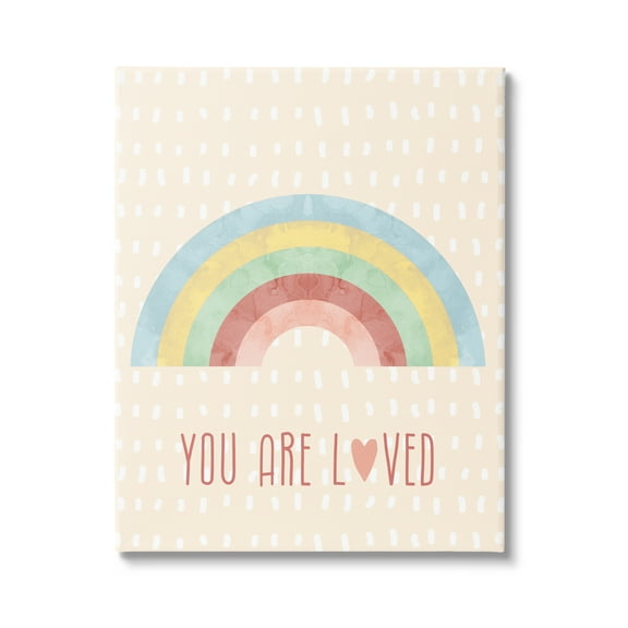 Stupell Industries Loved Rainbow on Yellow Landscape Painting Gallery Wrapped Canvas Art Print Wall Art, 16 x 20