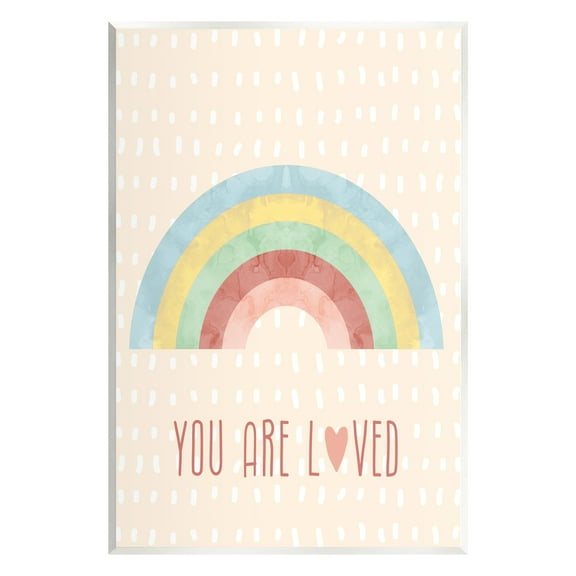 Stupell Industries Loved Rainbow on Yellow Landscape Painting Unframed Art Print Wall Art, 10 x 15