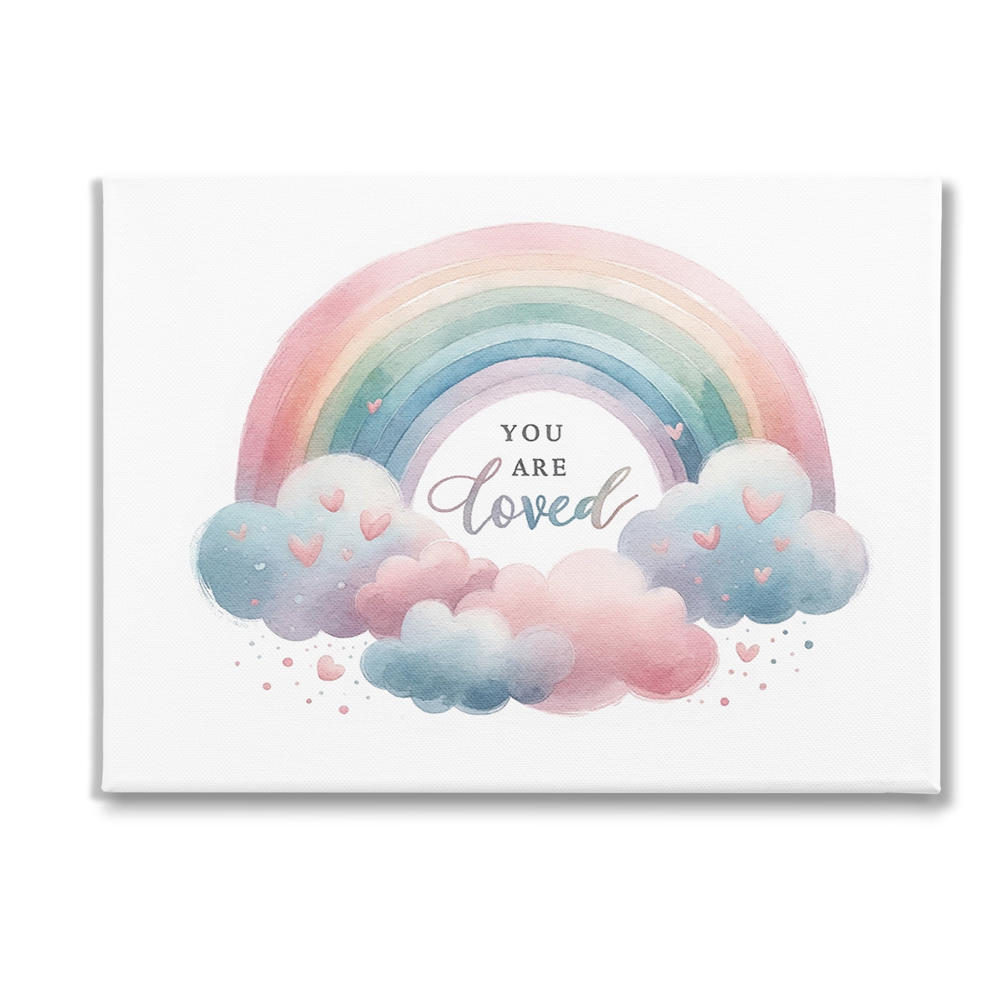 Stupell Industries Loved with Pastel Rainbow Inspirational Painting Gallery Wrapped Canvas Art Print Wall Art, 40 x 30
