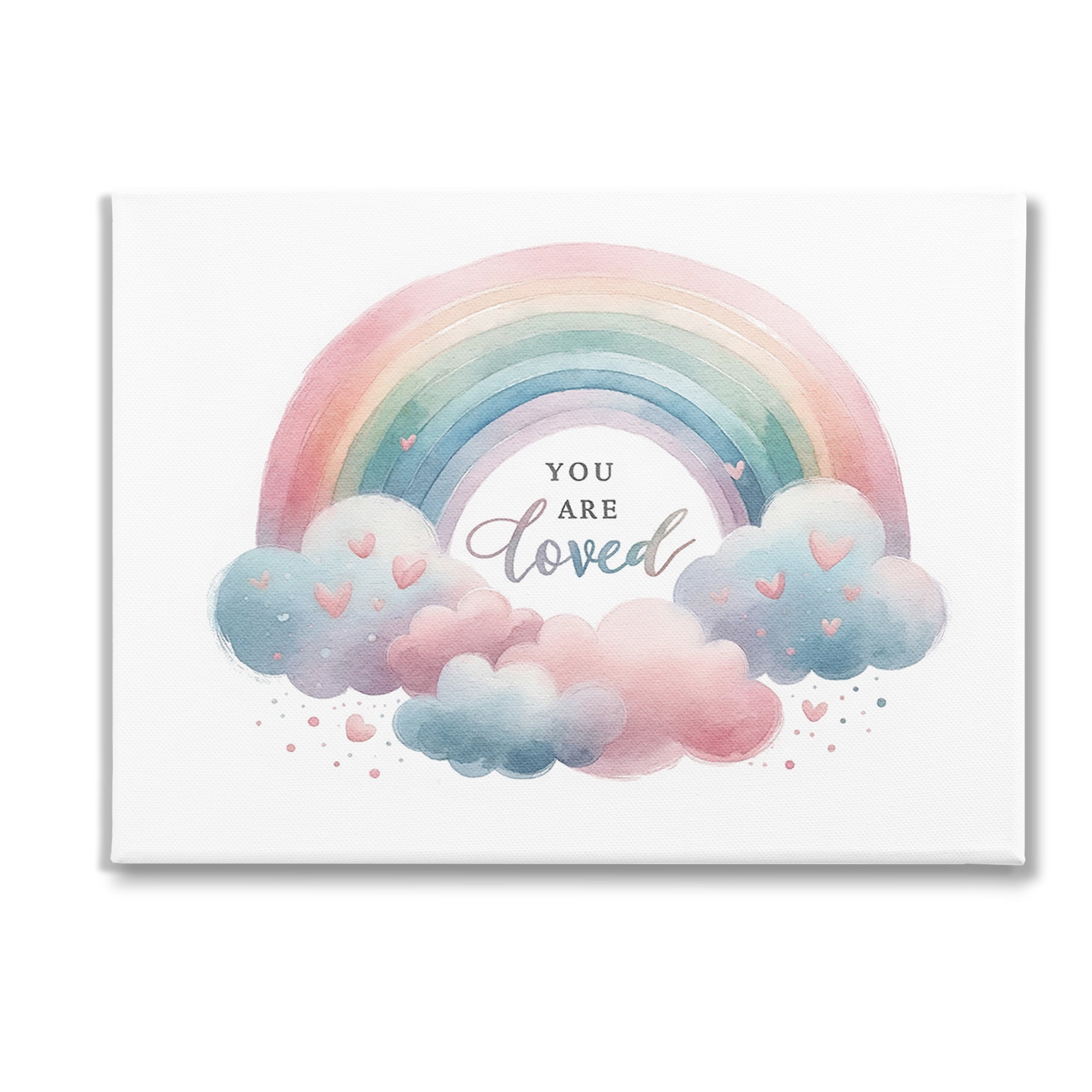 Stupell Industries Loved with Pastel Rainbow Inspirational Painting Gallery Wrapped Canvas Art Print Wall Art, 48 x 36