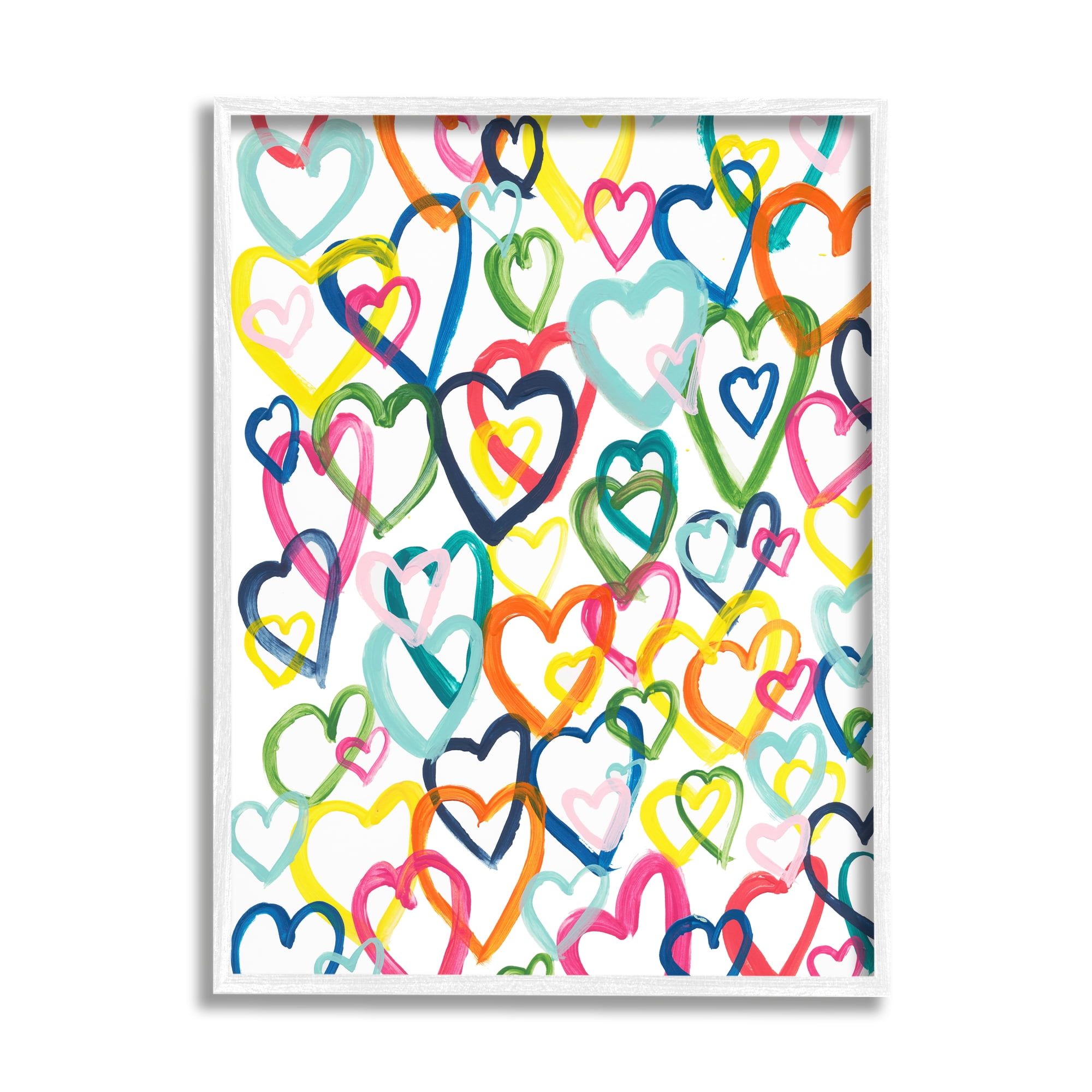 Stupell Industries Lovely Bold Rainbow Hearts Pattern Collage , 11 x 14, Design by Bronwyn Baker