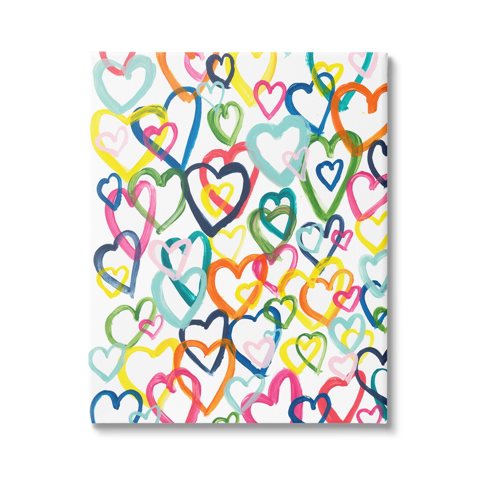 Stupell Industries Lovely Bold Rainbow Hearts Pattern Collage , 36 x 48, Design by Bronwyn Baker