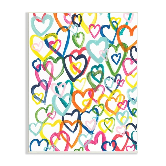 Stupell Industries Lovely Bold Rainbow Hearts Pattern Collage Paintings Unframed Art Print Wall Art, 10x15, by Bronwyn Baker