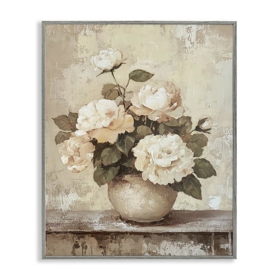 Stupell Industries Lovely Cottage Bouquet Plants & Flowers Painting Gray Framed Art Print Wall Art, 11 x 14