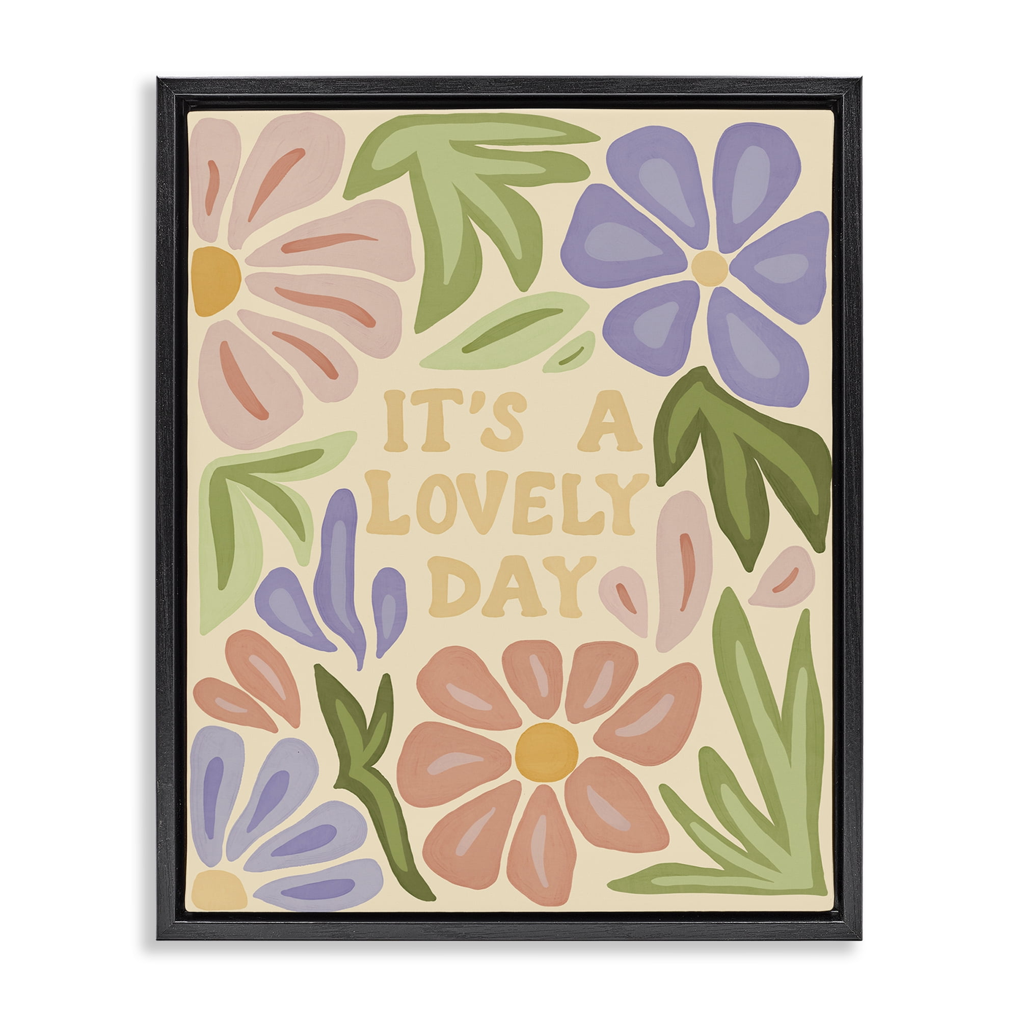 Stupell Industries Lovely Day with Florals Plants & Flowers Painting Black Floater Framed Canvas Art Print Wall Art, 25 x 31