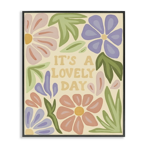 Stupell Industries Lovely Day with Florals Plants & Flowers Painting Black Framed Art Print Wall Art, 11 x 14