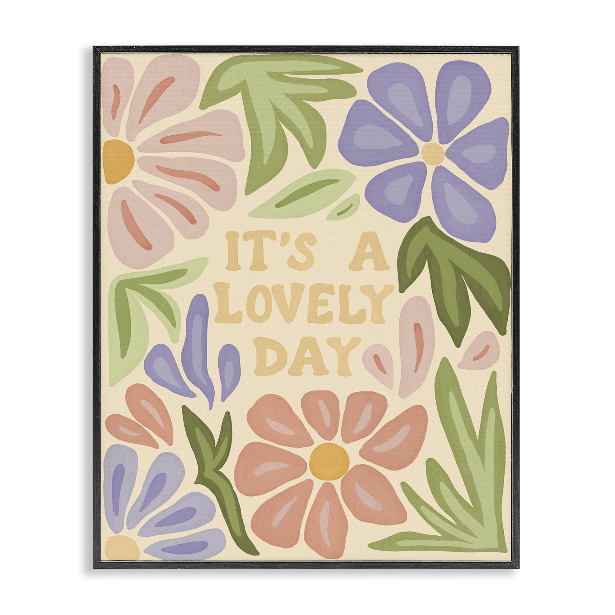 Stupell Industries Lovely Day with Florals Plants & Flowers Painting Black Framed Art Print Wall Art, 24 x 30
