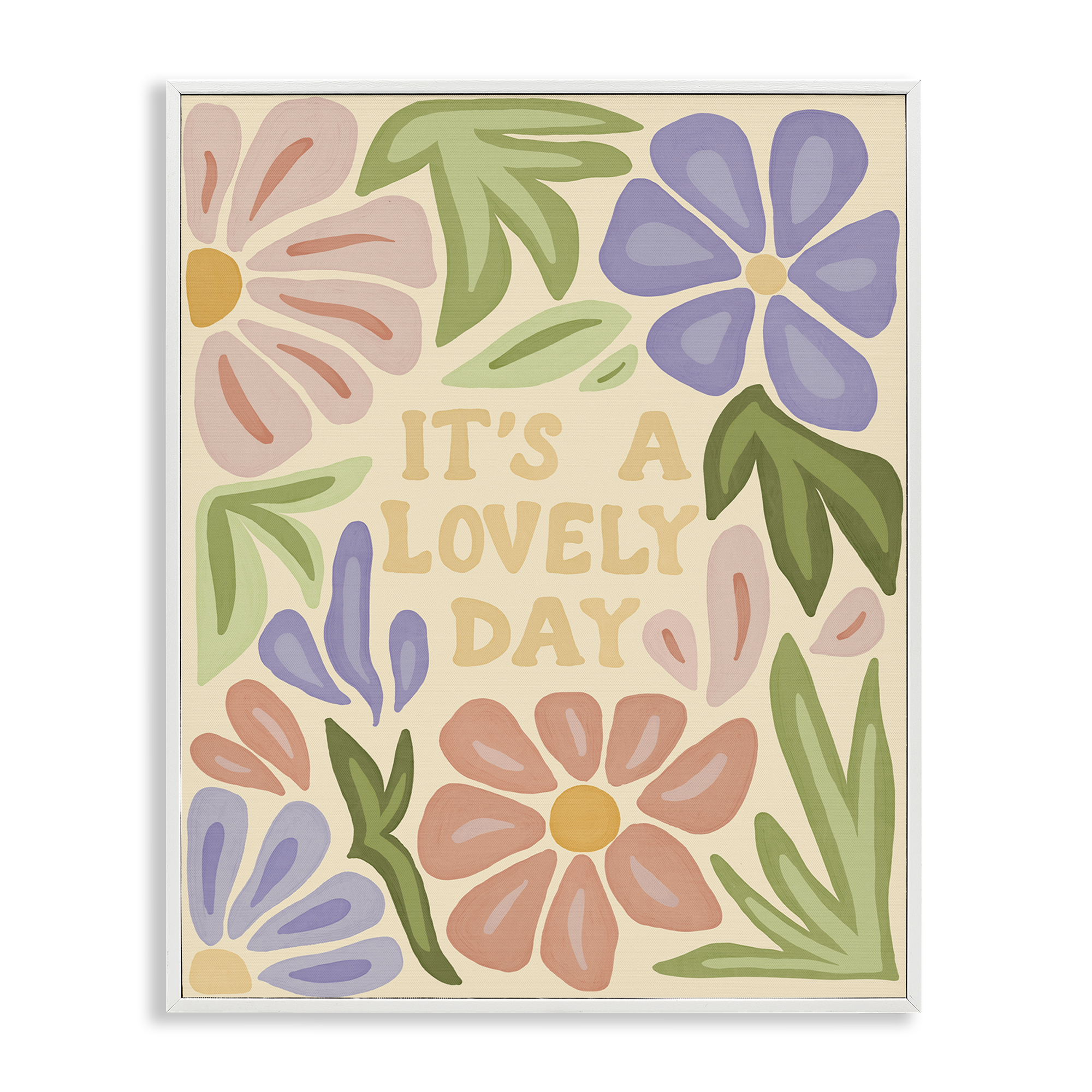 Stupell Industries Lovely Day with Florals Plants & Flowers Painting White Framed Art Print Wall Art, 16 x 20