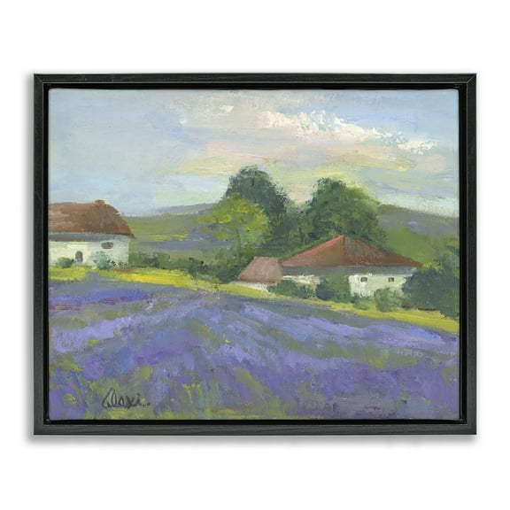Stupell Industries Lovely Lavender Farmland Landscape & Nature Painting Black Floater Framed Canvas Art Print Wall Art, 21 x 17