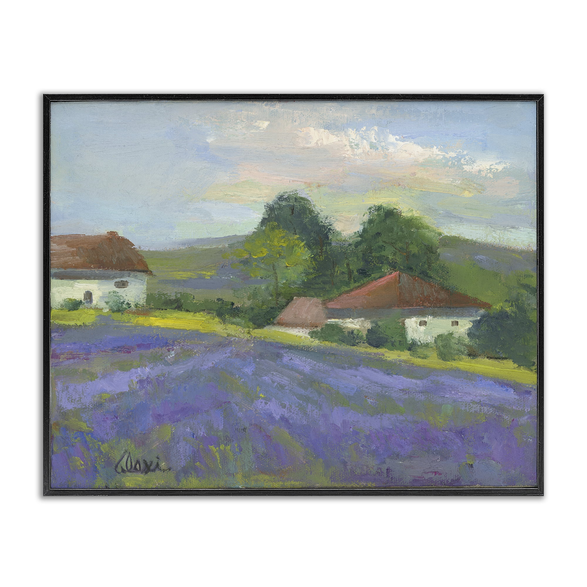 Stupell Industries Lovely Lavender Farmland Landscape & Nature Painting Black Framed Art Print Wall Art, 14 x 11