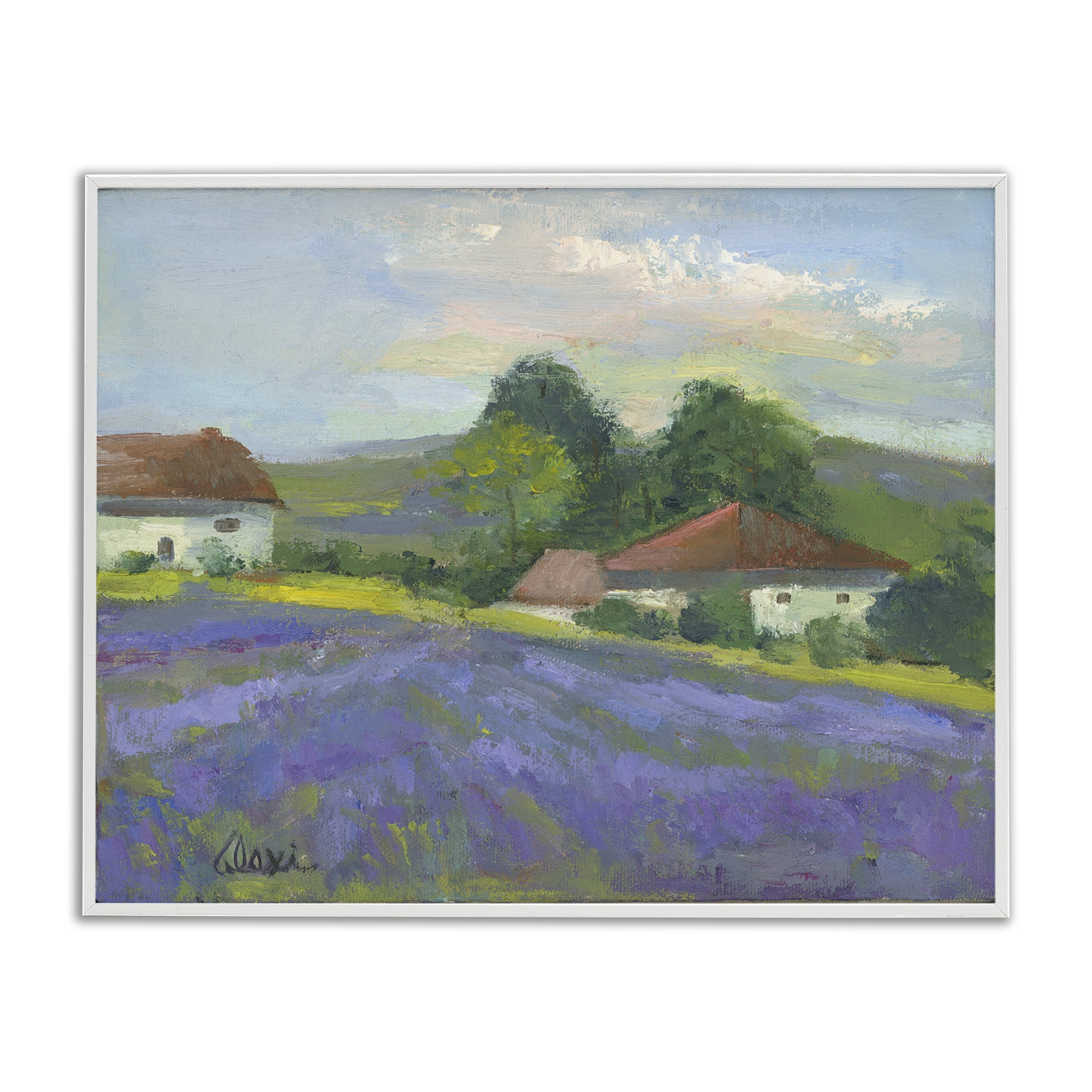 Stupell Industries Lovely Lavender Farmland Landscape & Nature Painting White Framed Art Print Wall Art, 30 x 24