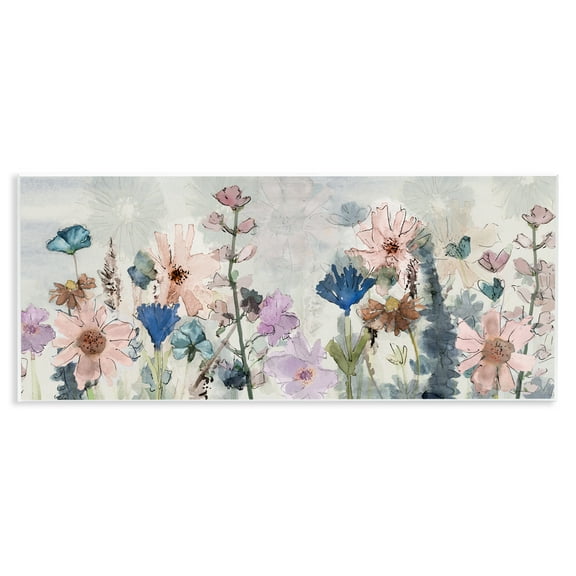 Stupell Industries Lovely Layered Wild Flowers Floral Painting Unframed Art Print Wall Art, 17 x 7