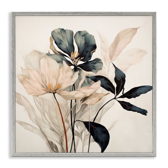 Stupell Industries Lovely Muted Blooms Plants & Flowers Painting Gray Framed Art Print Wall Art, 17 x 17