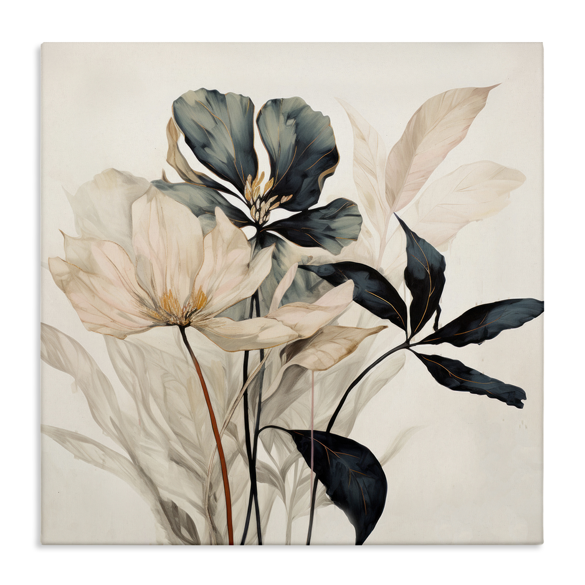 Stupell Industries Lovely Muted Blooms Plants & Flowers Painting Wrapped Canvas Art Print Wall Art, 24 x 24