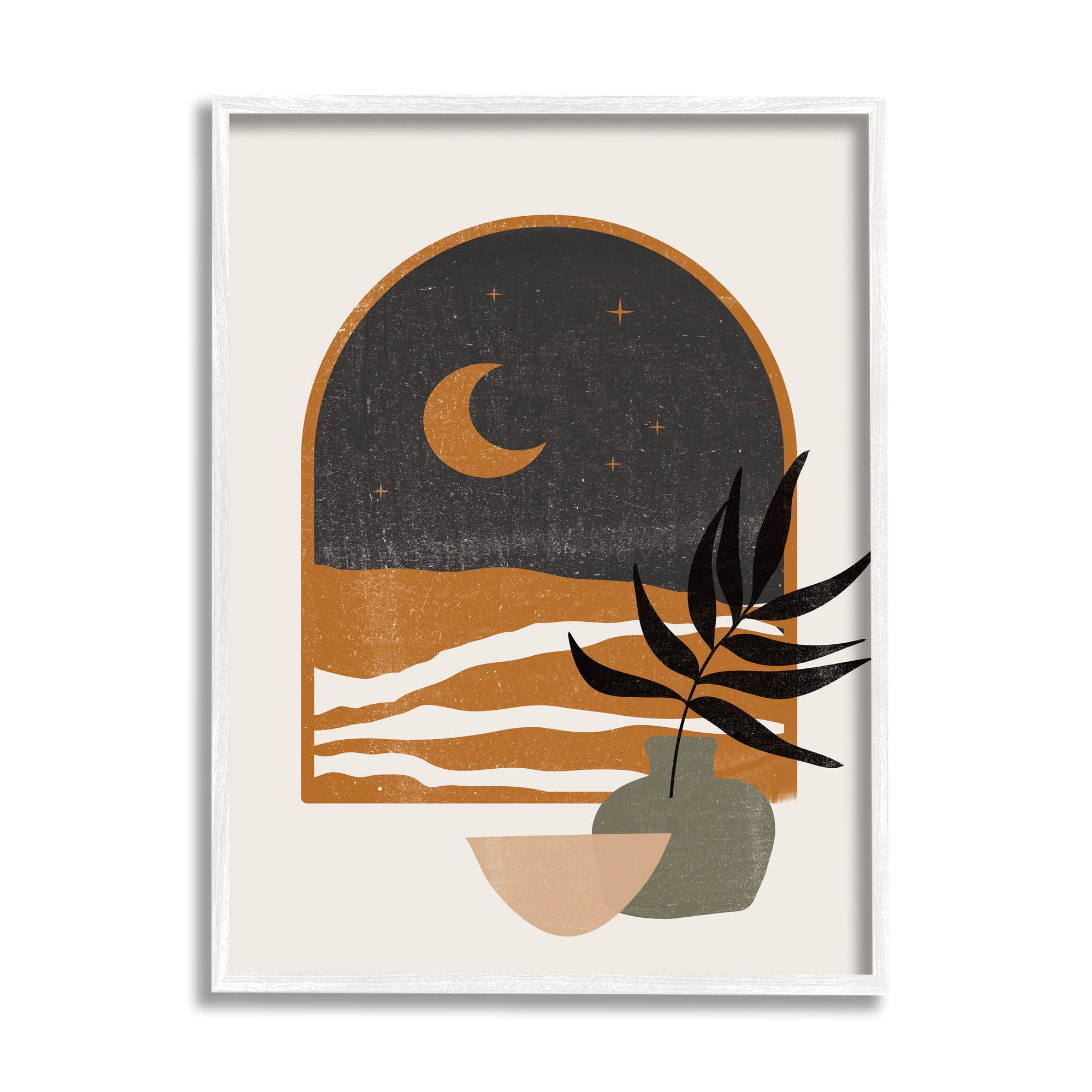 Stupell Industries Lovely Night Sky Desert Moon Scene Through Window Graphic Art White Framed Art Print Wall Art, Design by JJ Design House LLC