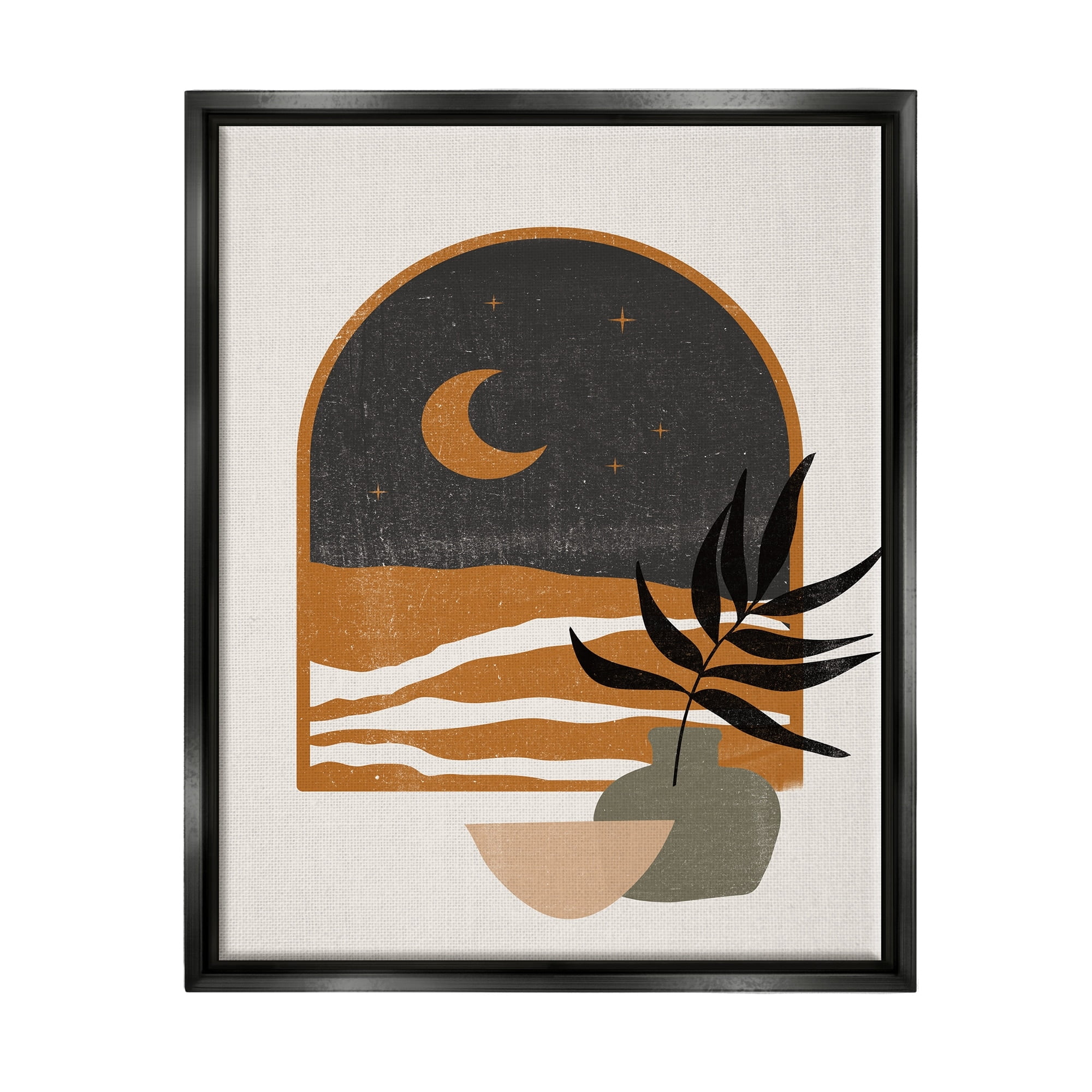 Stupell Industries Lovely Night Sky Desert Moon Scene Through Window Graphic Art Jet Black Floating Framed Canvas Print Wall Art, Design by JJ Design House LLC