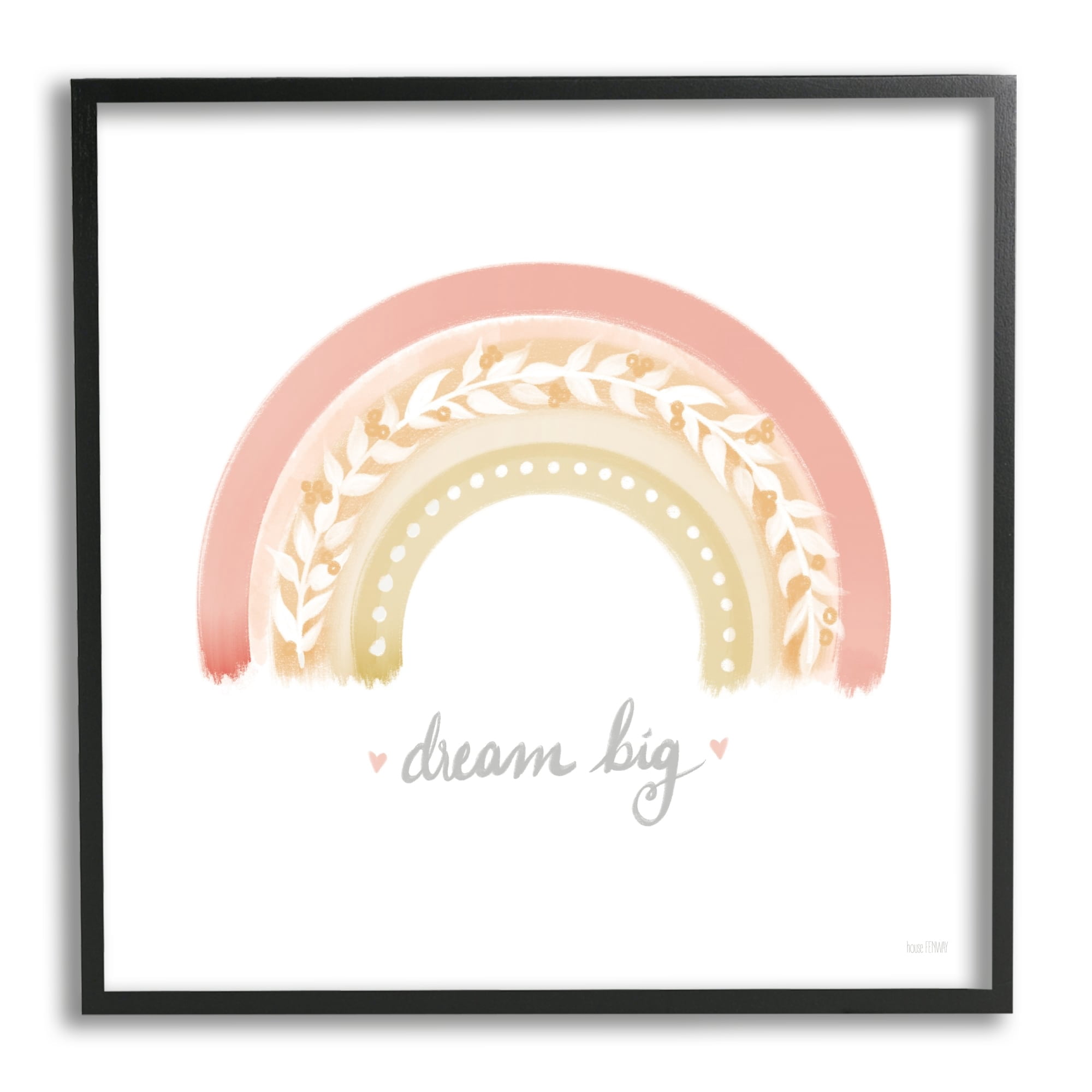 Stupell Industries Lovely Pink Rainbow Botanical Dream Big Quote, 12 x 12, Design by House Fenway