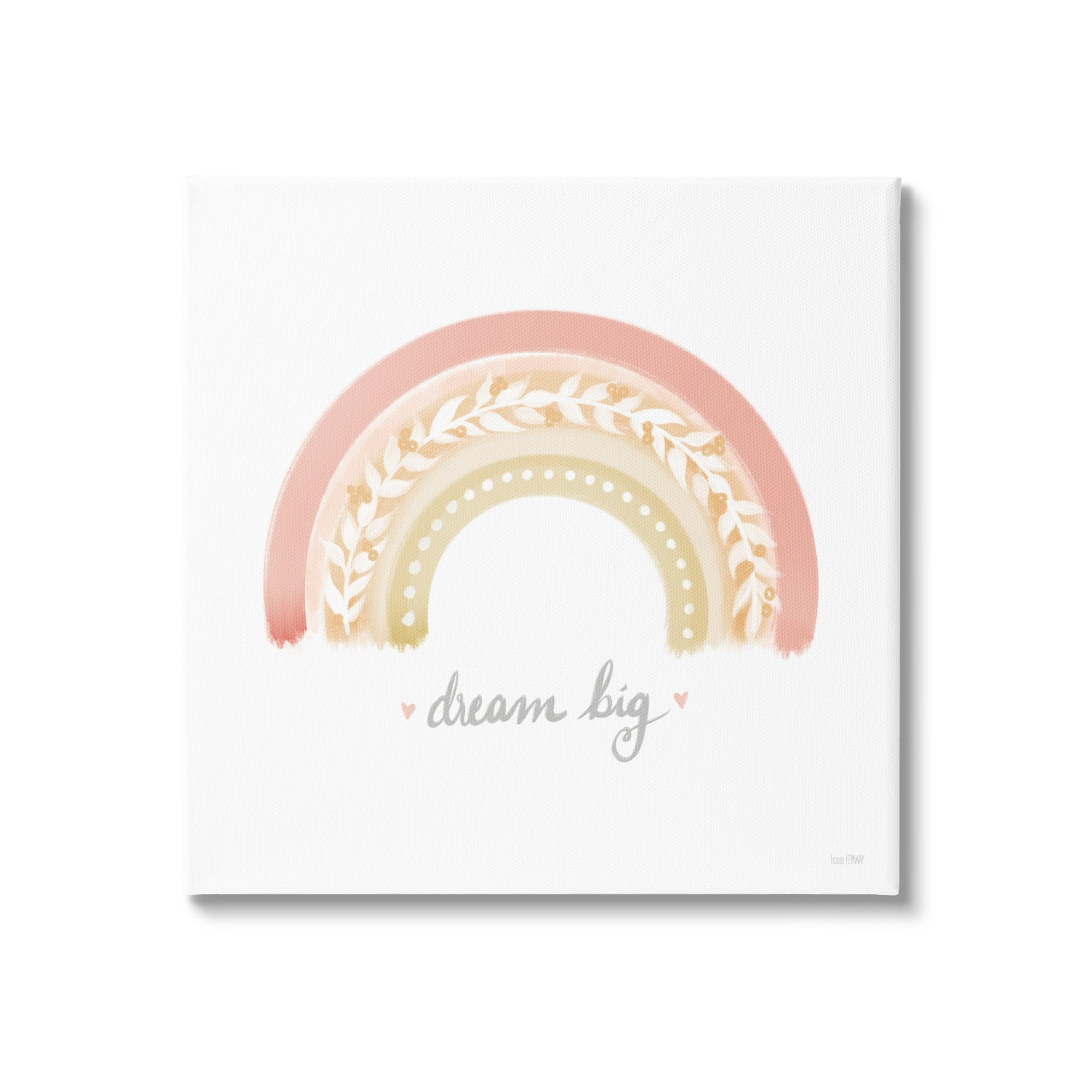 Stupell Industries Lovely Pink Rainbow Botanical Dream Big Quote, 17 x 17, Design by House Fenway