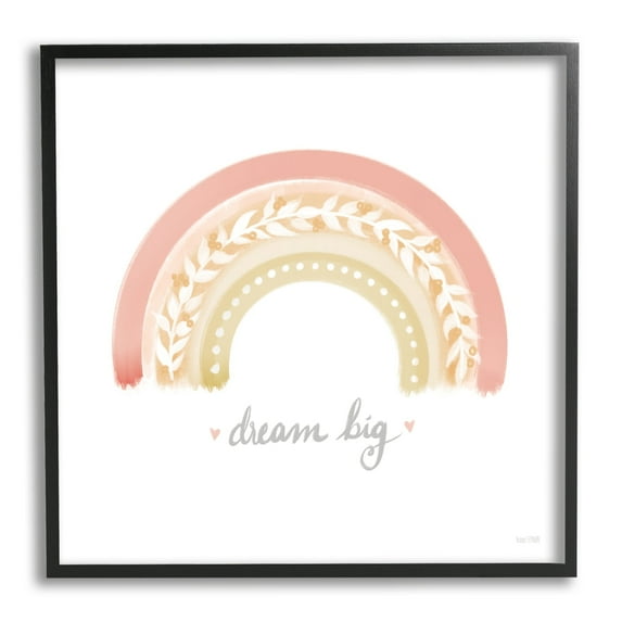 Stupell Industries Lovely Pink Rainbow Botanical Dream Big Quote, 17 x 30, Design by House Fenway