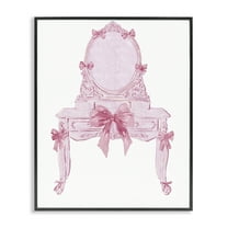 Stupell Industries Lovely Pink Vanity with Bows Fashion Painting Black Framed Art Print Wall Art, 11 x 14