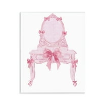 Stupell Industries Lovely Pink Vanity with Bows Fashion Painting Unframed Art Print Wall Art, 11 x 14