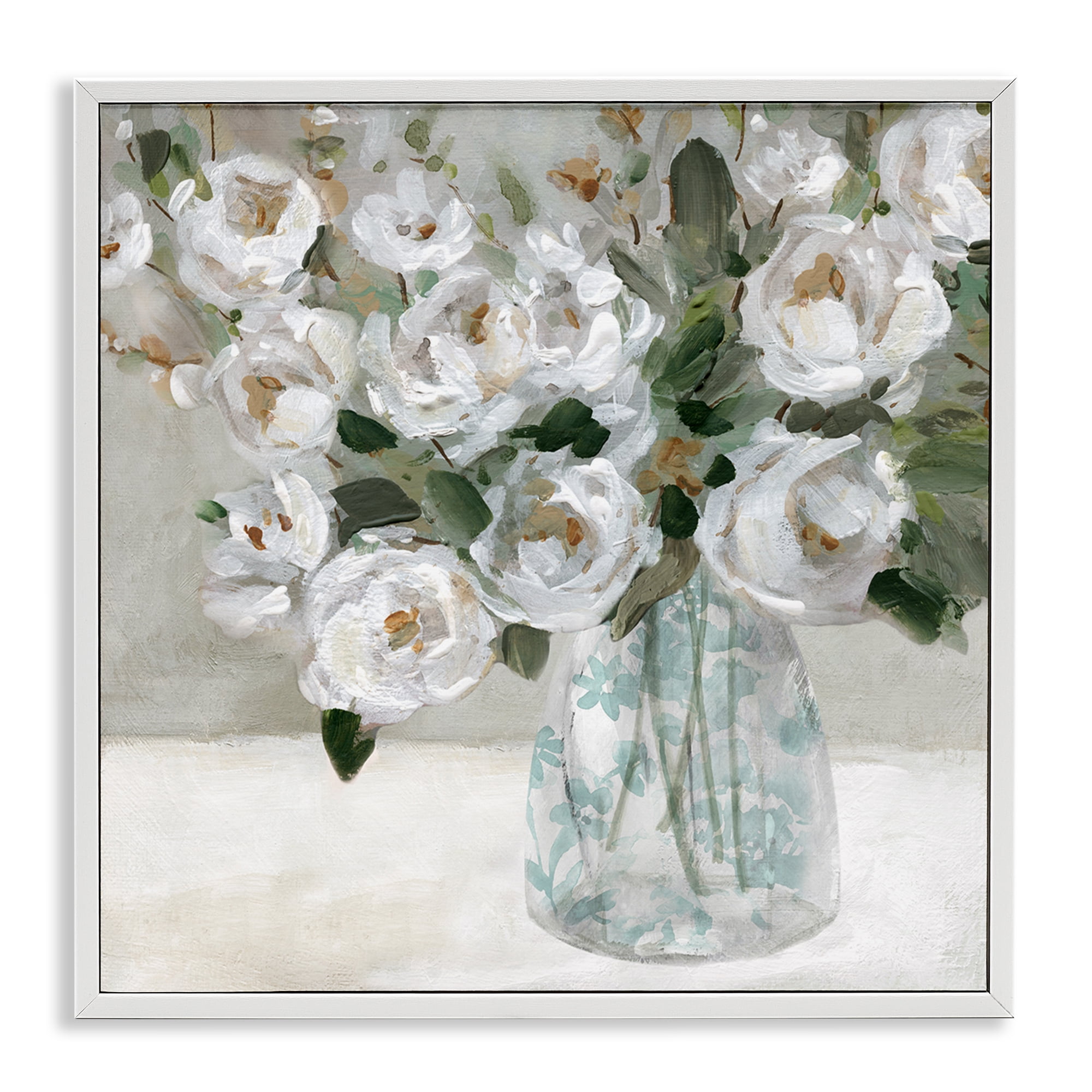 Stupell Industries Lovely Rose Still Life Plants & Flowers Painting White Framed Art Print Wall Art, 24 x 24