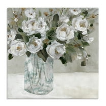 Stupell Industries Lovely White Roses Plants & Flowers Painting Wrapped Canvas Art Print Wall Art, 17 x 17