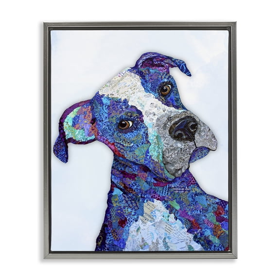Stupell Industries Loverboy Dog Portrait Gray Framed Floater Canvas Wall Art design by Lisa Morales, 21 x 17