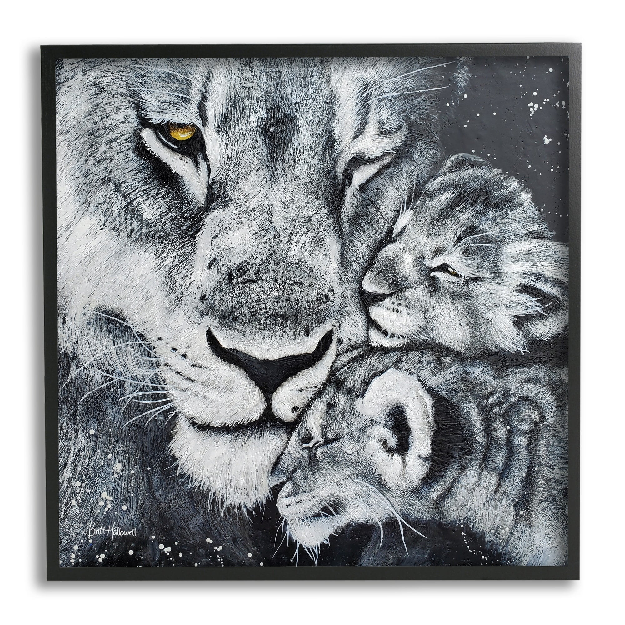 Stupell Industries Loving Baby Tigers Cuddling Mother Monochrome Portrait , 17 x 30, Design by Britt Hallowell
