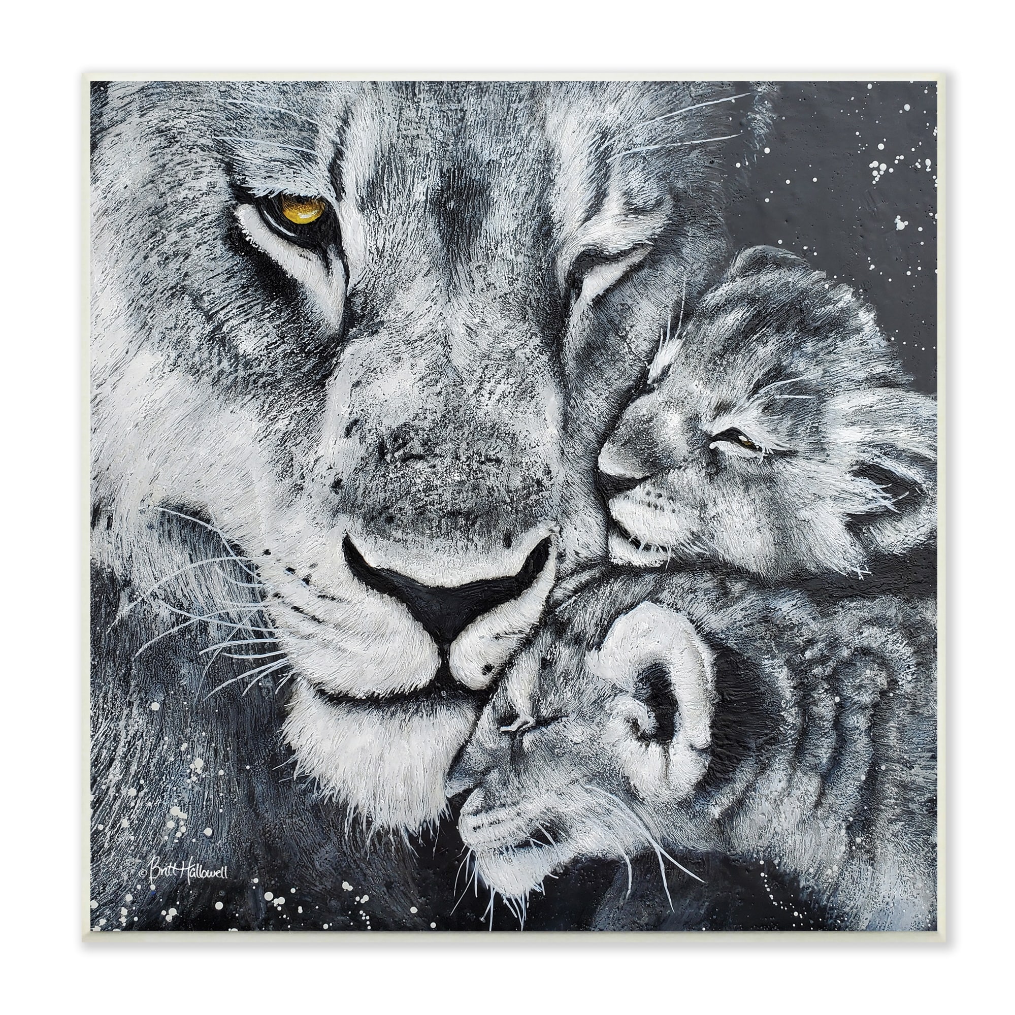 Stupell Industries Loving Baby Tigers Cuddling Mother Monochrome Portrait , 12 x 12, Design by Britt Hallowell