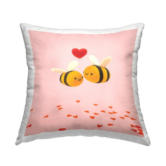 Stupell Industries Loving Bumble Bees Square Decorative Printed Throw Pillow, 18 x 18,