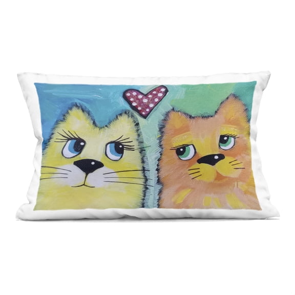 Stupell Industries Loving Cat Pair with Heart Decorative Printed Throw Pillow, design by Nettie Price