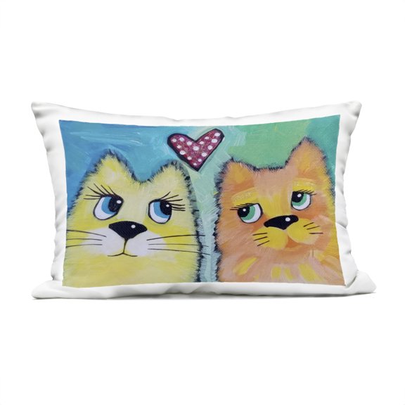 Stupell Industries Loving Cat Pair with Heart Outdoor Printed Pillow, design by Nettie Price