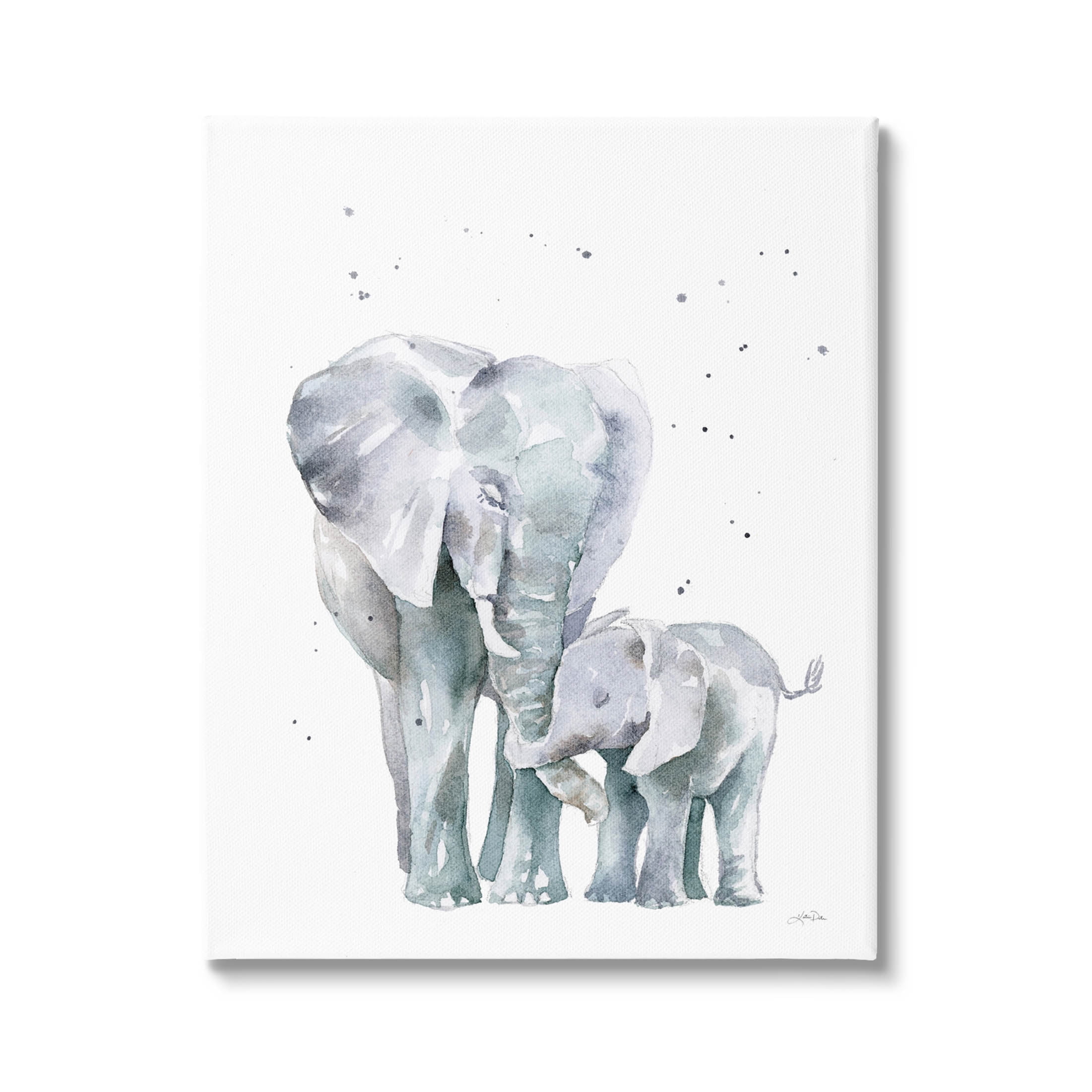 Stupell Industries Loving Elephant Family Hugs Watercolor Graphic Art Gallery Wrapped Canvas Print Wall Art, Design by Katrina Pete
