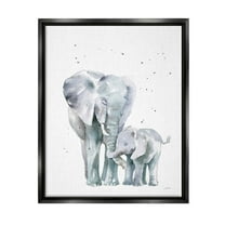 Stupell Industries Loving Elephant Family Hugs Watercolor Graphic Art Jet Black Floating Framed Canvas Print Wall Art, Design by Katrina Pete