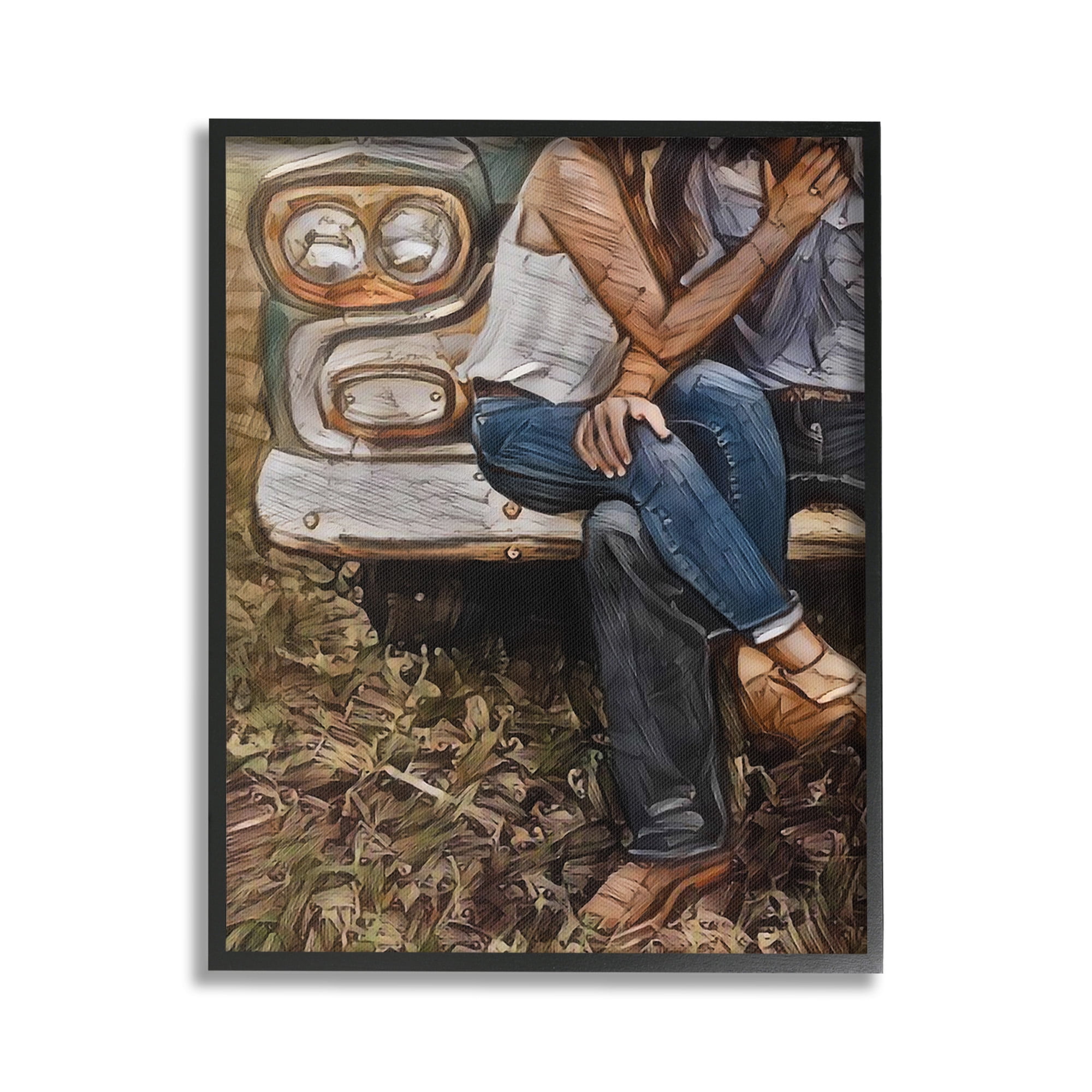 Stupell Industries Loving Farmhouse Couple Transportation Painting Black Framed Art Print Wall Art, 24 x 30