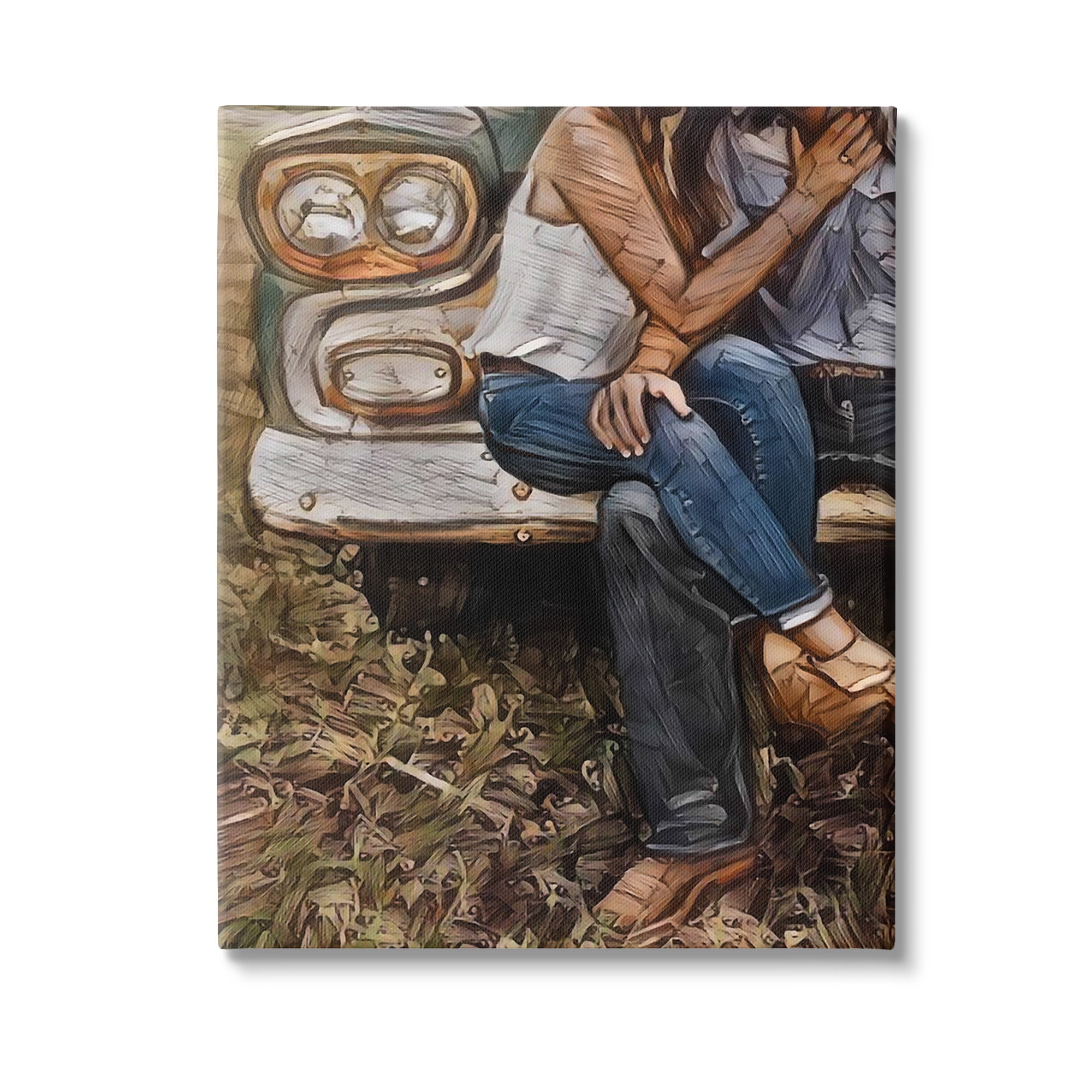 Stupell Industries Loving Farmhouse Couple Transportation Painting Gallery Wrapped Canvas Art Print Wall Art, 36 x 48