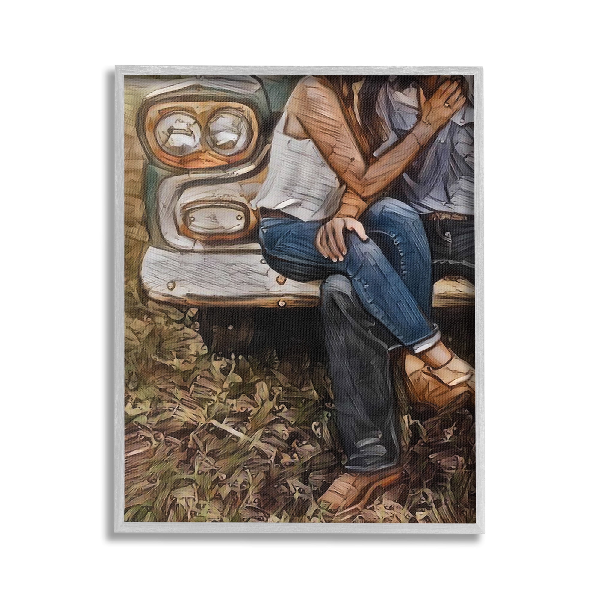Stupell Industries Loving Farmhouse Couple Transportation Painting Gray Framed Art Print Wall Art, 24 x 30