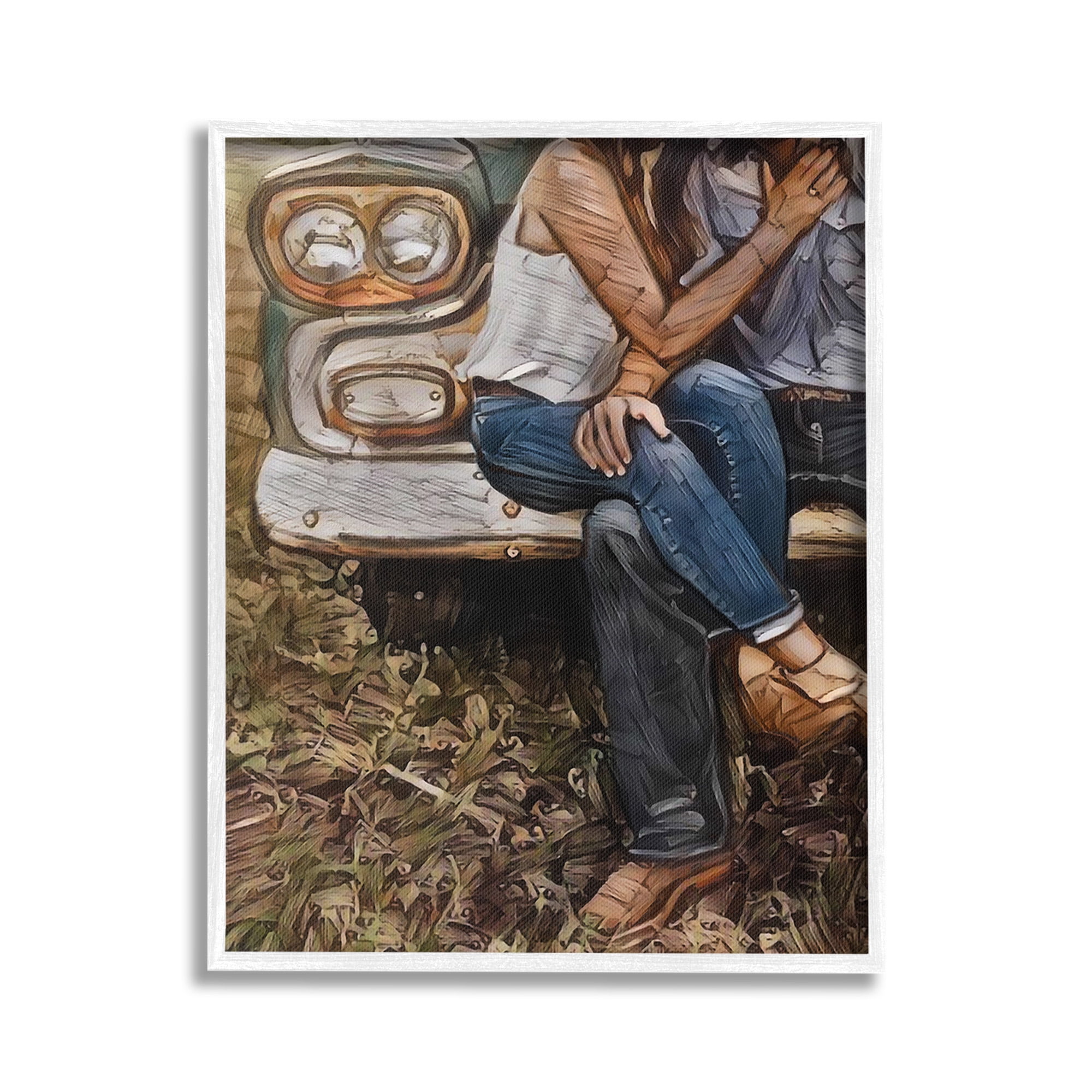 Stupell Industries Loving Farmhouse Couple Transportation Painting White Framed Art Print Wall Art, 16 x 20