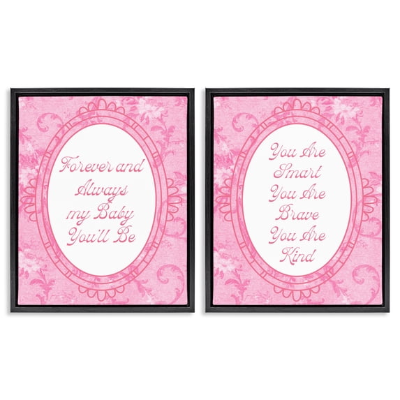 Stupell Industries Cottage Loving Pink Ornate Phrases Black 2pc Floating Frame Art Set, 17 x 21 each, by Lil' Rue